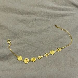 Gold colored Birthstone and birth flower bracelet